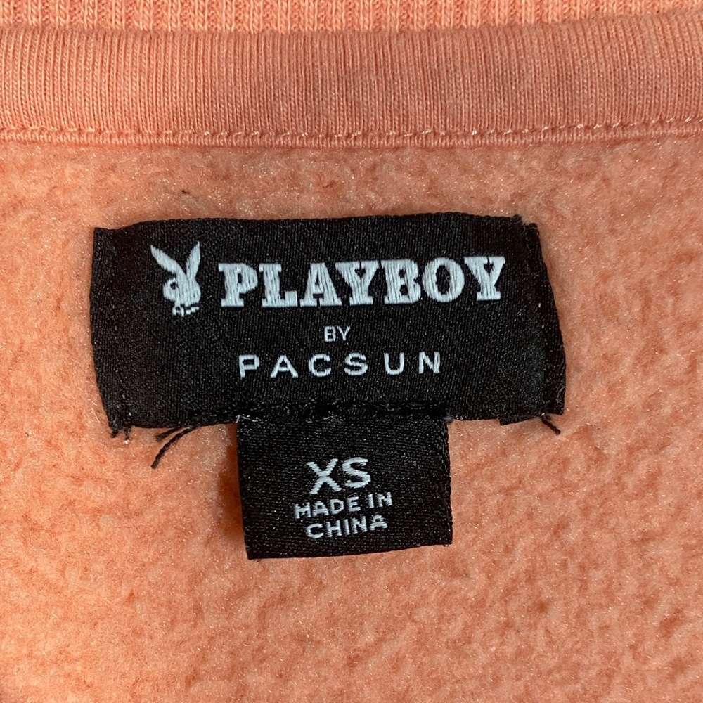 Playboy x PacSun Women’s XS Peach Crewneck Sweatshirt Rainbow Logo Y2K - Picture 2 of 14